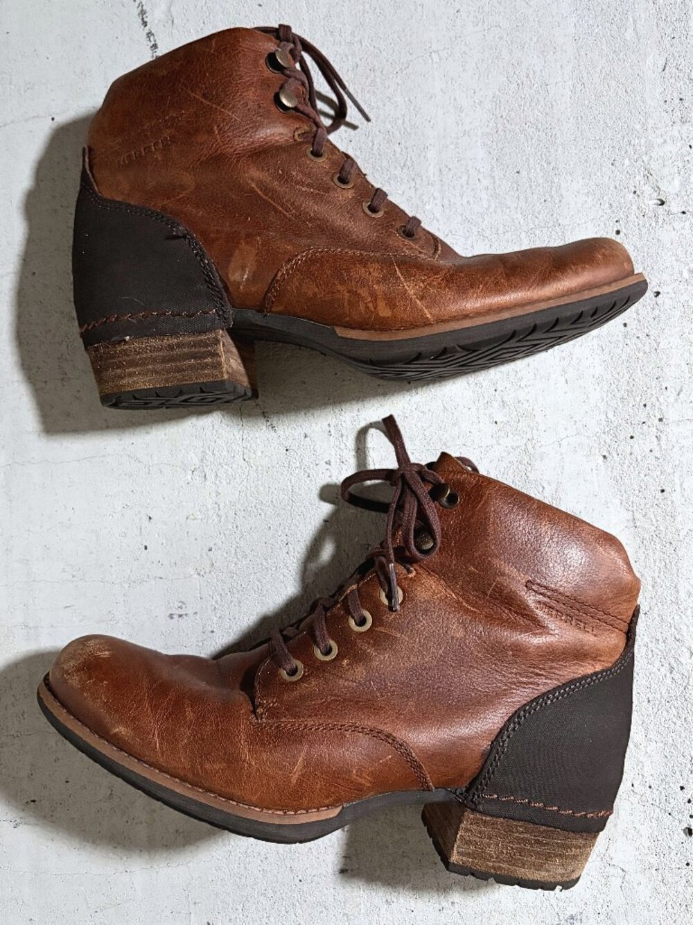 Merrell Oak Brown Leather Lace Up Ankle Boots Women's 8